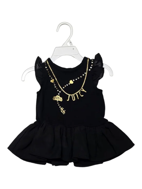 Juicy Couture Black Ruffle Tank Dress with Gold Necklace Graphic - Picture 1 of 6